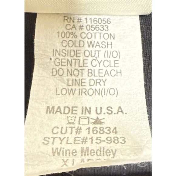 Jess & Jane Top Size  XL Red Wine Medley Sparkle Cotton T Shirt Merlot Cabernat - Picture 4 of 13